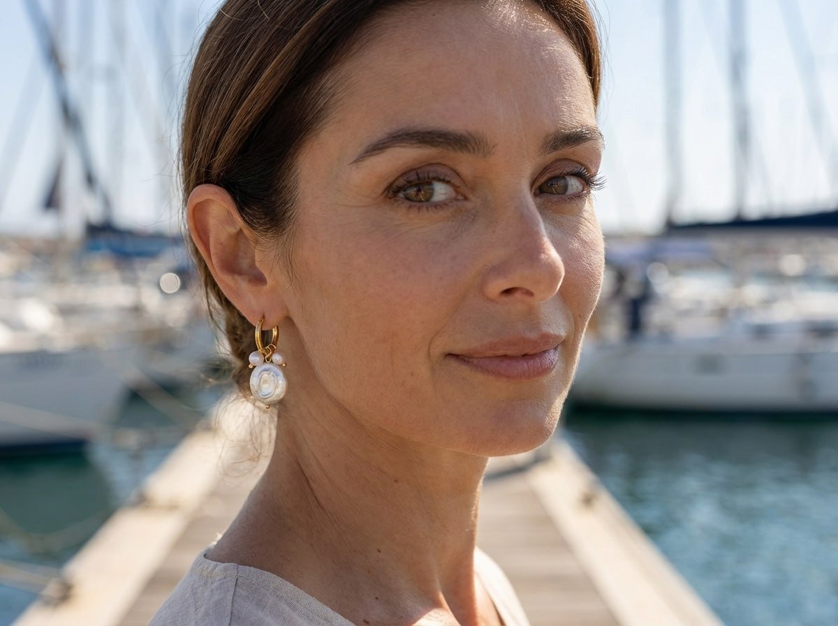 Pearl Coin Hoops
