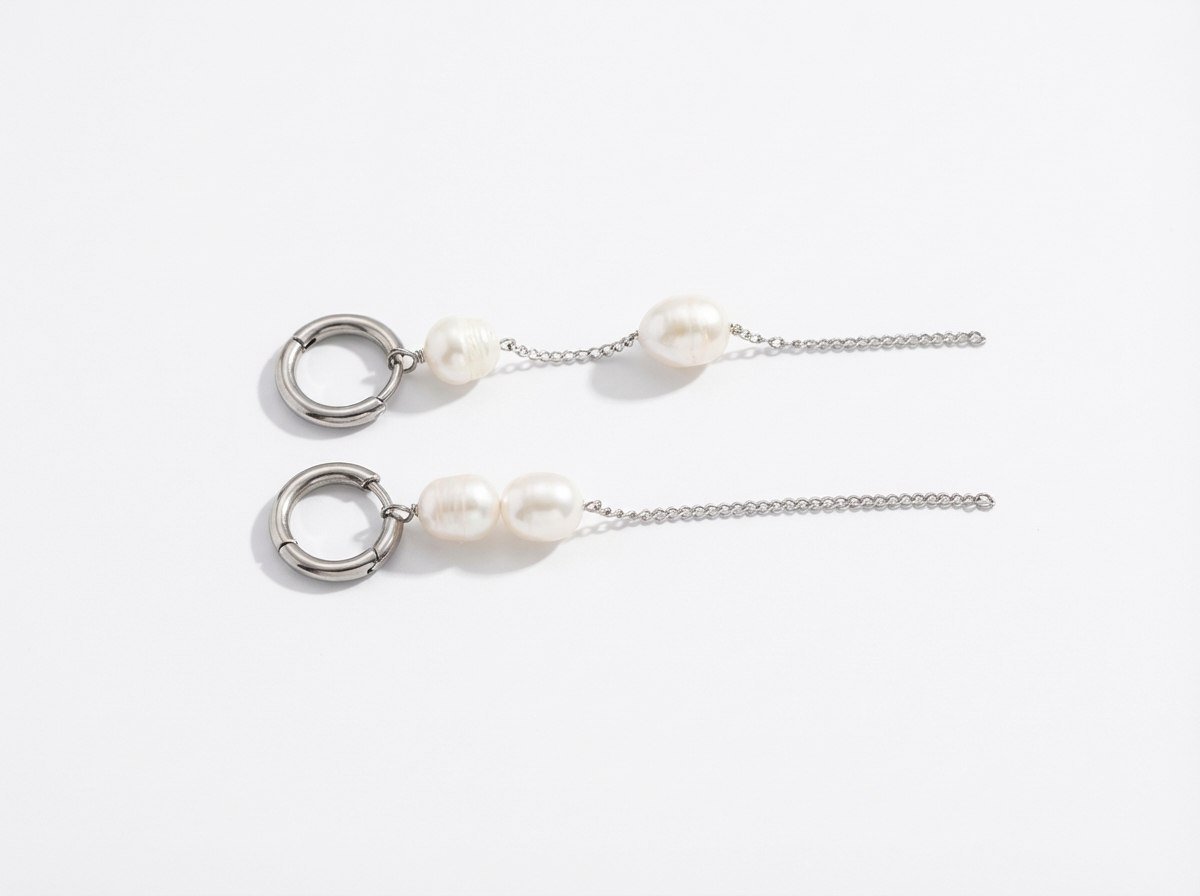 Pearl Drop Chain Earrings