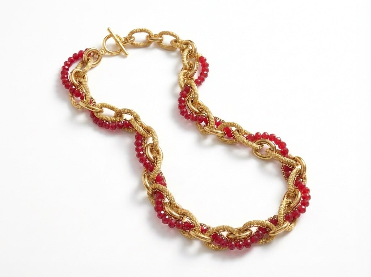Ruby Rope Chain Necklace detail