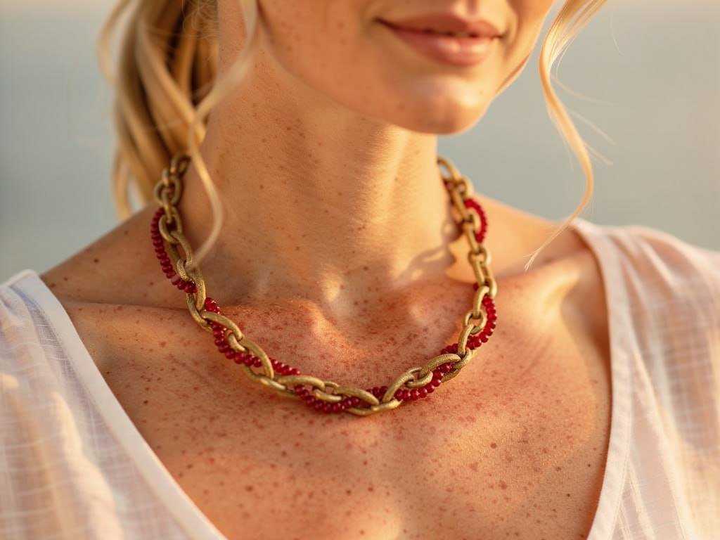 Ruby Rope Chain Necklace detail
