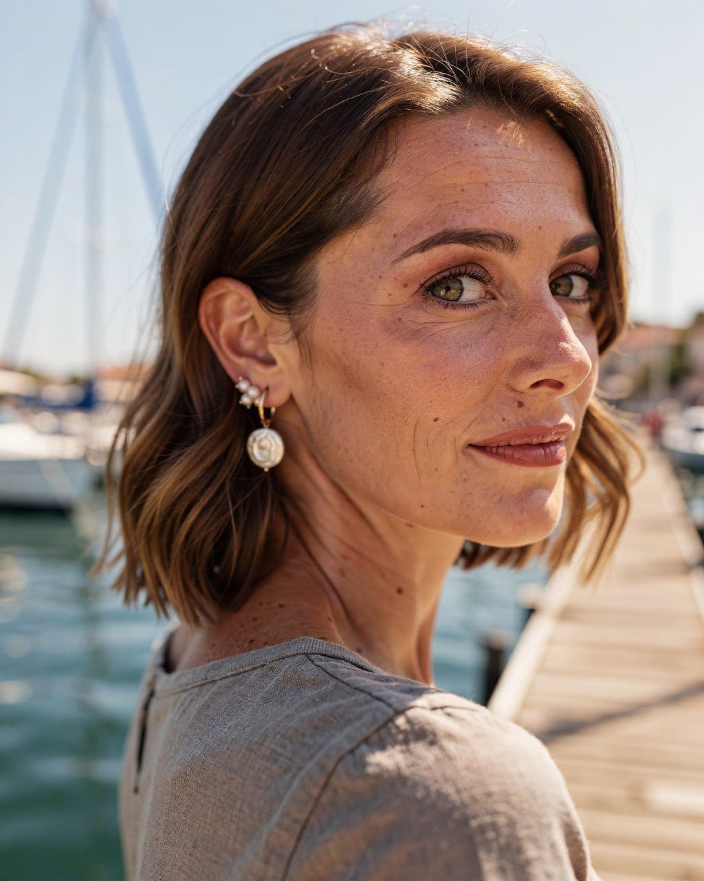 Pearl Coin Hoops detail