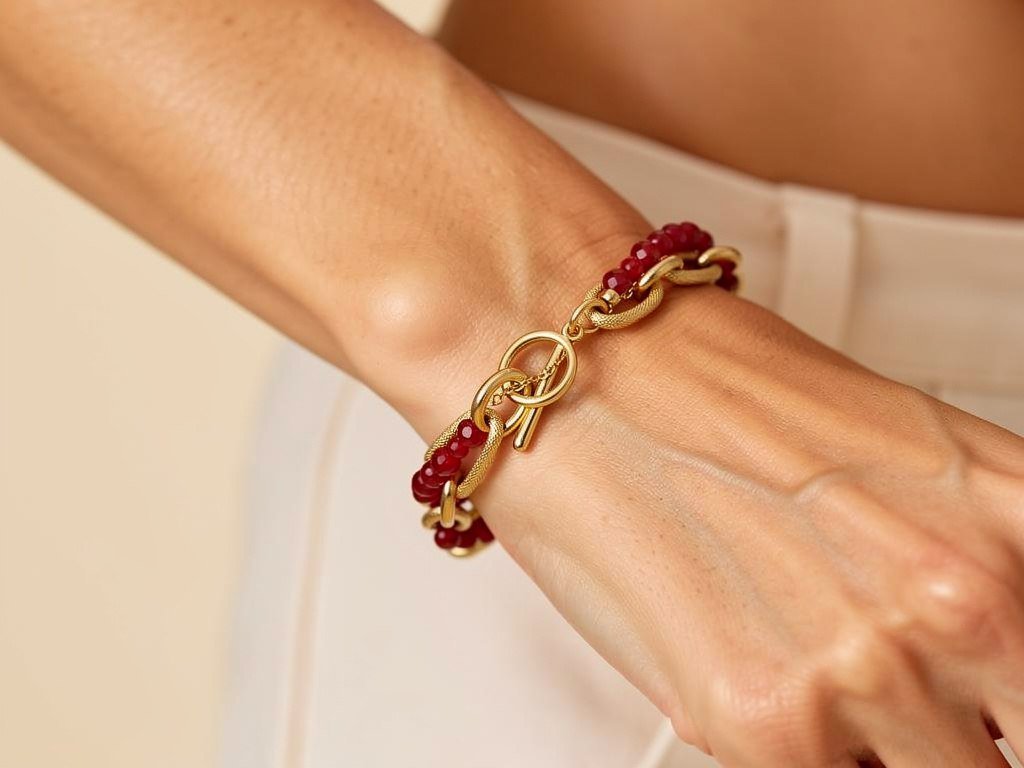 Ruby Chain Glow Bracelet detail