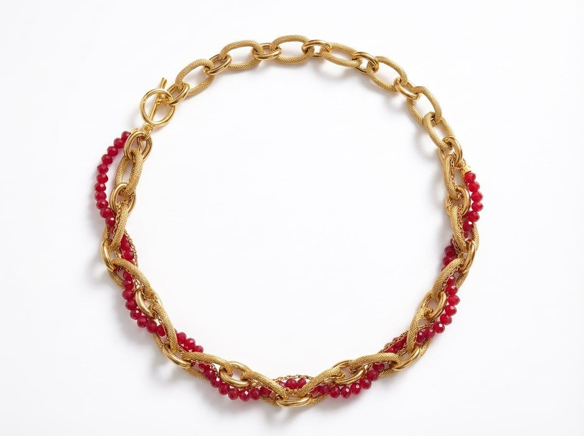 Ruby Rope Chain Necklace detail